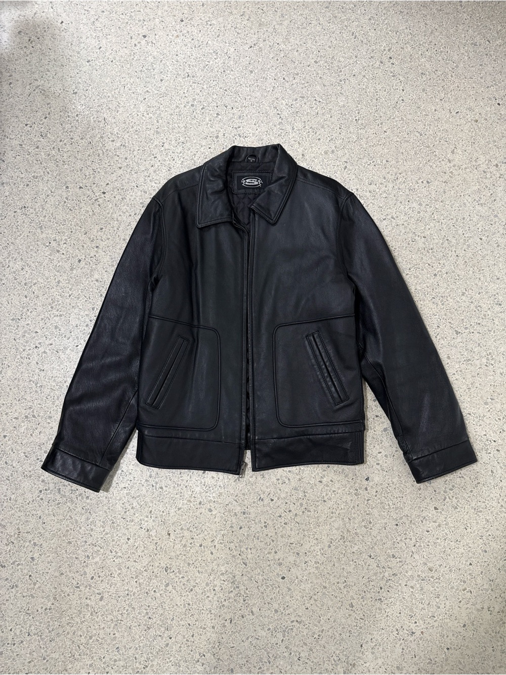 Men's Black Leather Zip-Front Genuine Leather Jacket